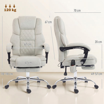 Massage Office Chair with Heat, 135° Reclining Desk Chair, Cream