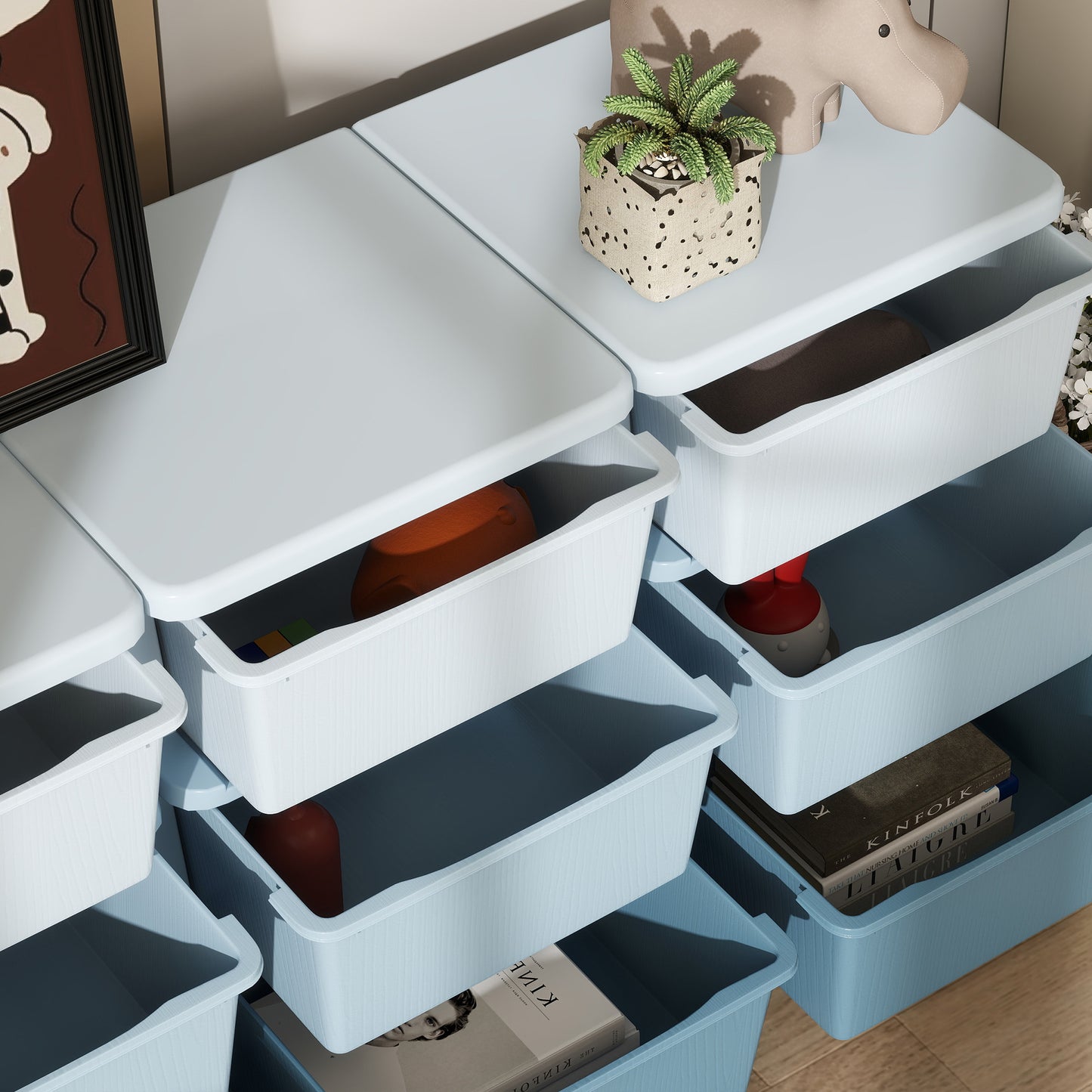 Kids Storage Units with Drawers 3 Tier Chest Dresser Tower Blue