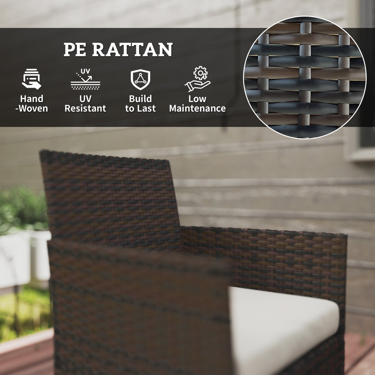 4 Piece Rattan Garden Furniture Sofa Set with Cushions, Brown
