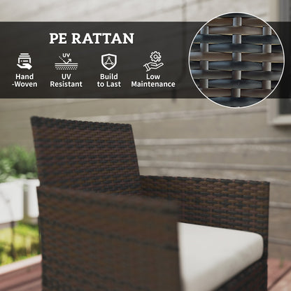 4 Piece Rattan Garden Furniture Sofa Set with Cushions, Brown