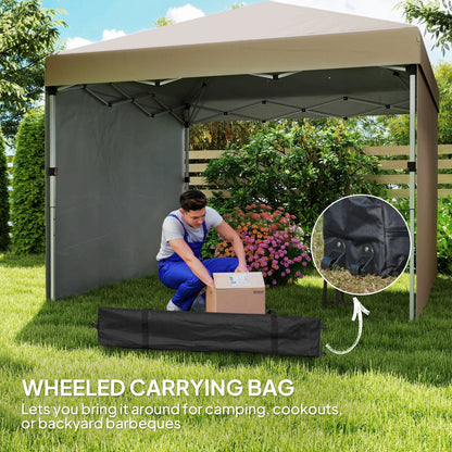 3x3 (M) Pop Up Gazebo Party Tent w/ 2 Sidewalls, Weight Bags Khaki