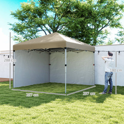 3x3 (M) Pop Up Gazebo Party Tent w/ 2 Sidewalls, Weight Bags Khaki