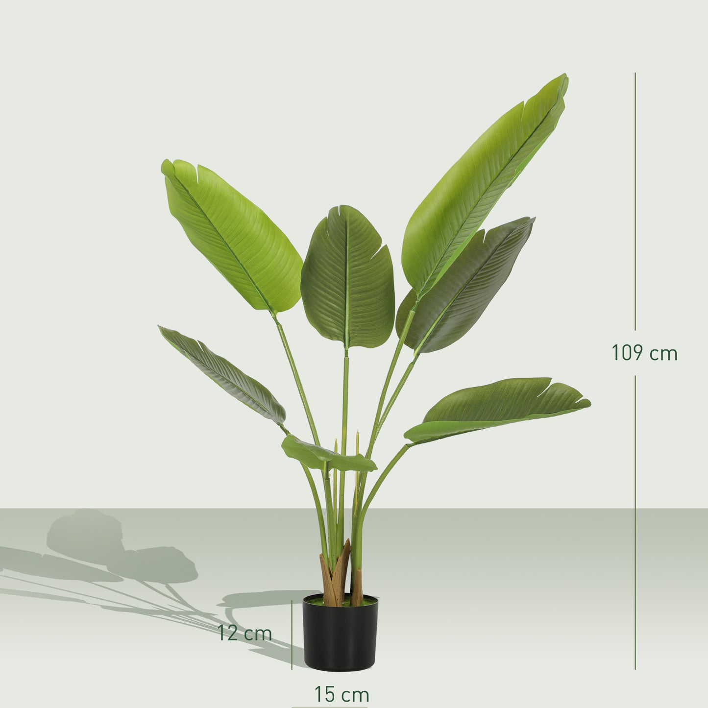 109cm Artificial Bird of Paradise Plant with Flocking in Pot, Green