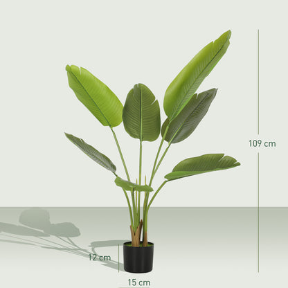 109cm Artificial Bird of Paradise Plant with Flocking in Pot, Green