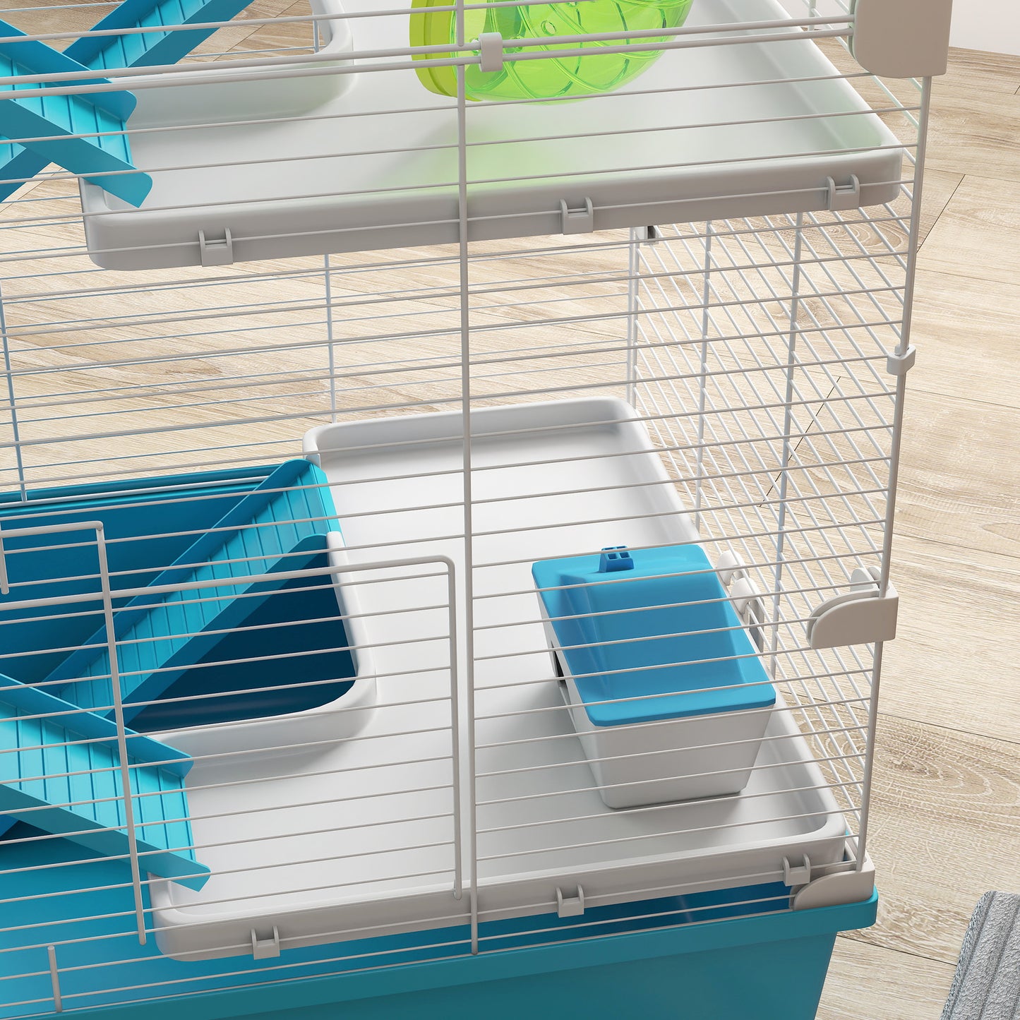 6 Tier Hamster Cage with Twin Tower and Accessories, Light Blue