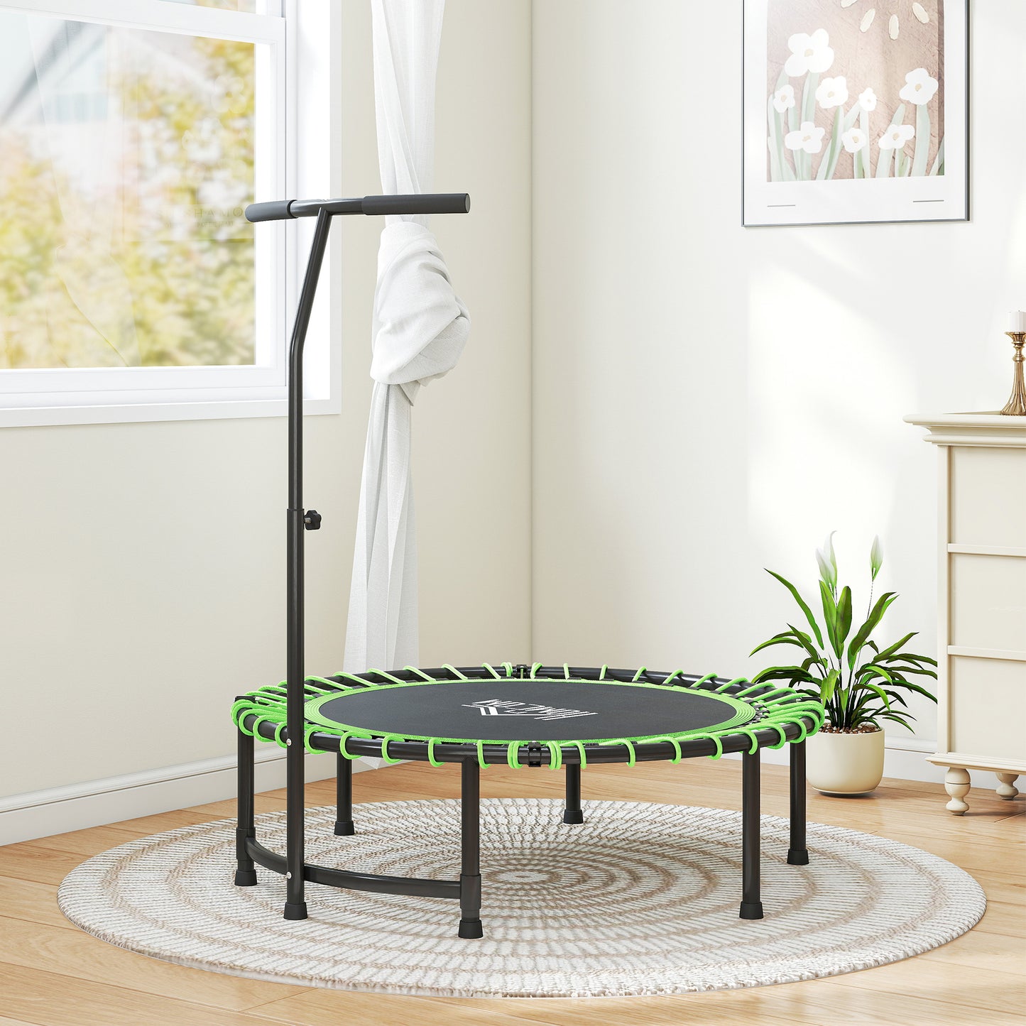Trampoline Outdoor Bouncer Jumper Adjustable Handle, Green