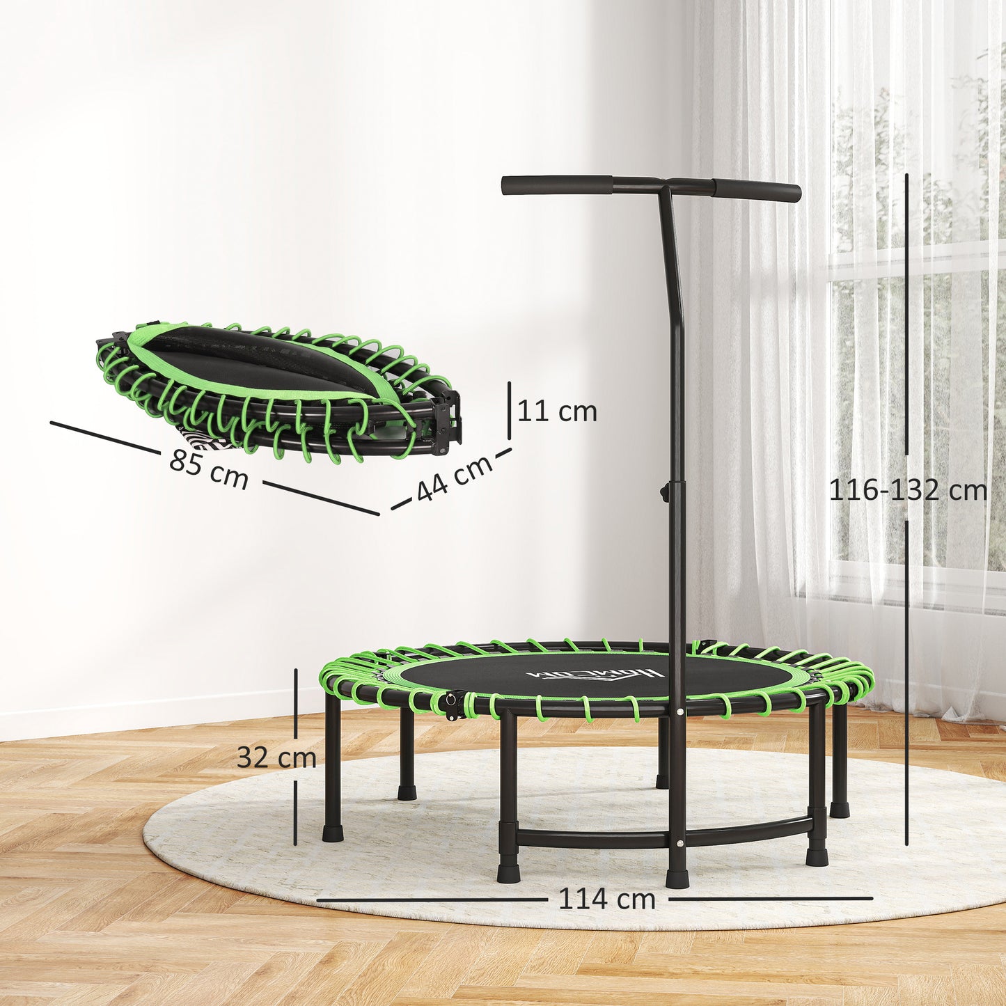 Trampoline Outdoor Bouncer Jumper Adjustable Handle, Green