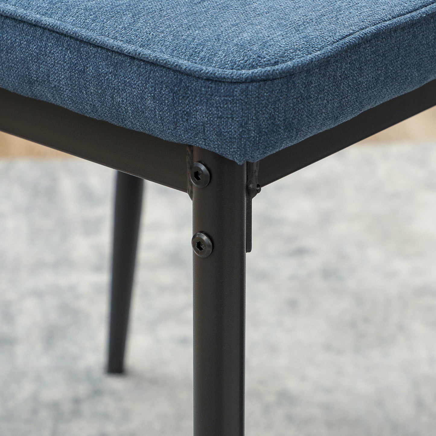 Set of 2 Dining Chairs with Curved Back Padded Seat for Kitchen Blue