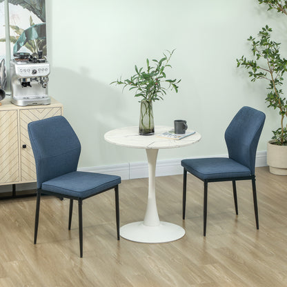 Set of 2 Dining Chairs with Curved Back Padded Seat for Kitchen Blue