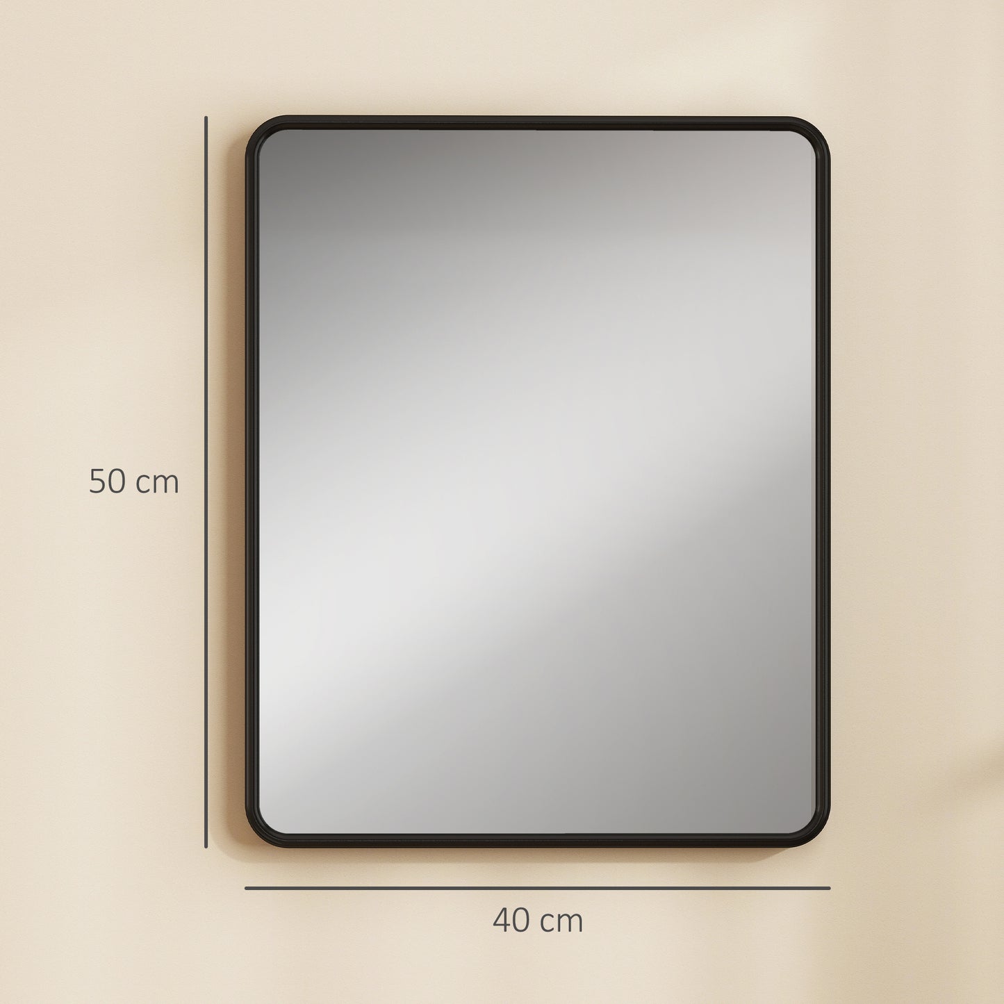 Rectangular Mirror with Metal Frame, Decorative Wall Mirror, Black