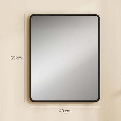 Rectangular Mirror with Metal Frame, Decorative Wall Mirror, Black