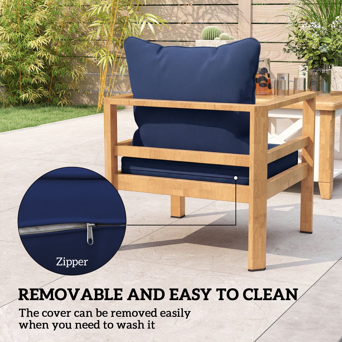 Garden Chair Cushion with Seat & Back Pad, CUSHION ONLY, Dark Blue