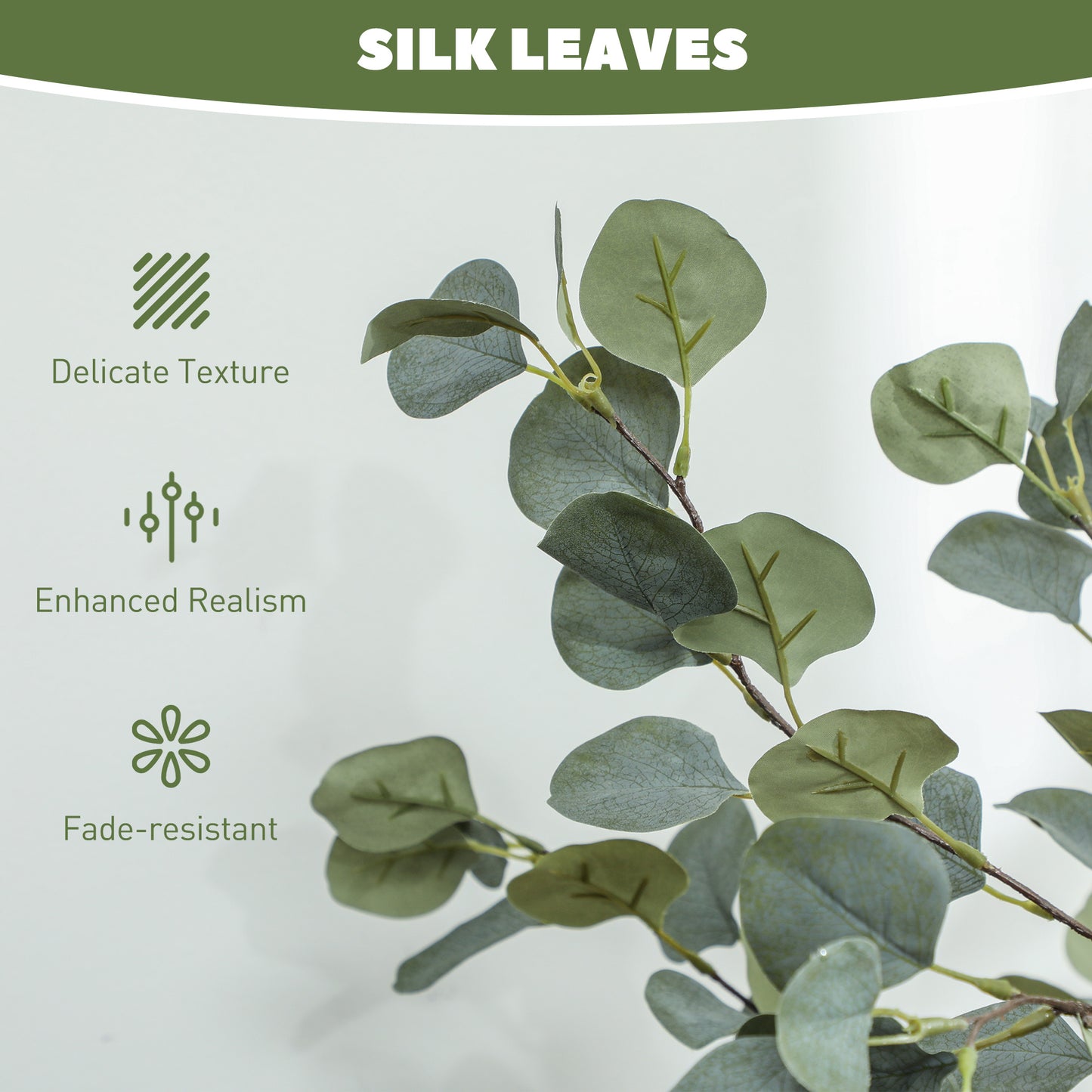2 Pack Artificial Plants, Faux Silk Eucalyptus Trees, 120cm