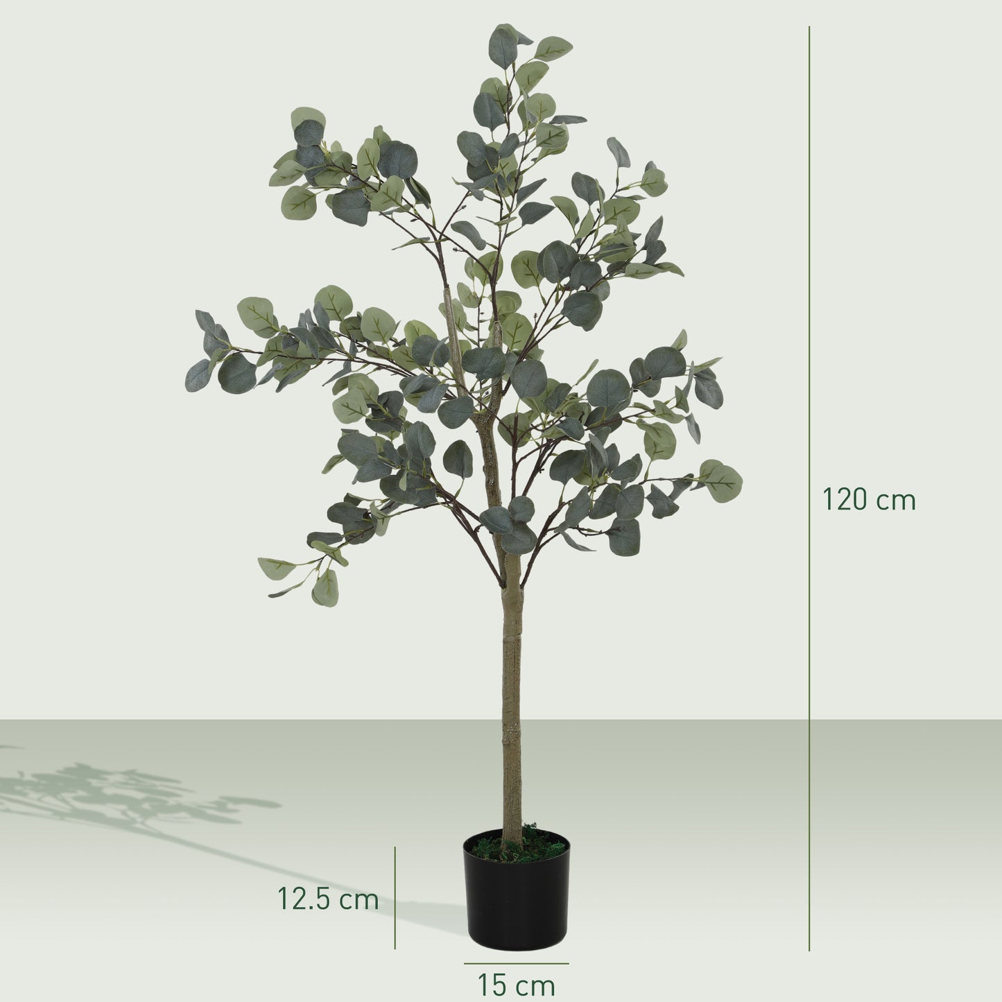 2 Pack Artificial Plants, Faux Silk Eucalyptus Trees, 120cm