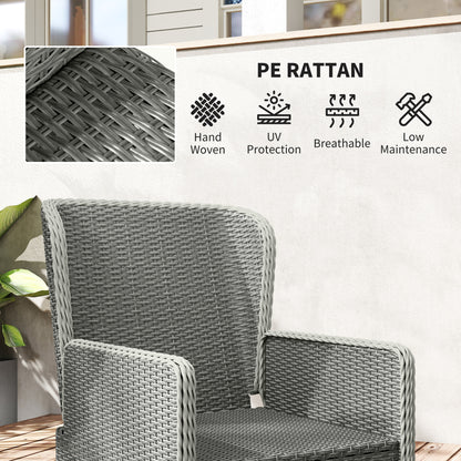 Rattan Garden Furniture Set with Footstools Armchairs Charcoal Grey