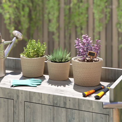 Seagrass Plant Pots Flower Planters Bohemian Style Set of 3 Natural