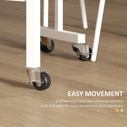 Drop Leaf Table with Wheels Folding Dining Table for Small Spaces, Nature