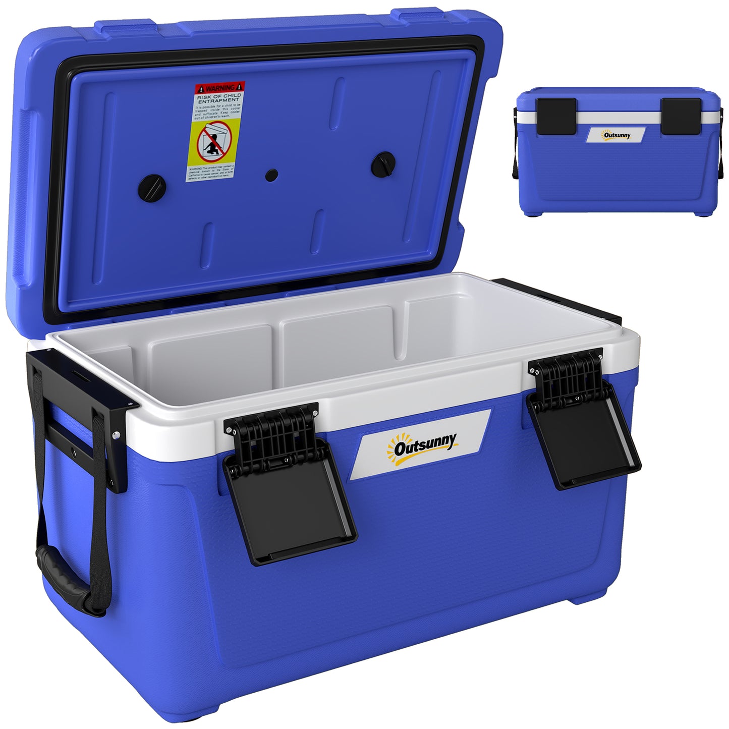 42.6L Insulated Cool Box, Portable Ice Cooler with Handle, Blue