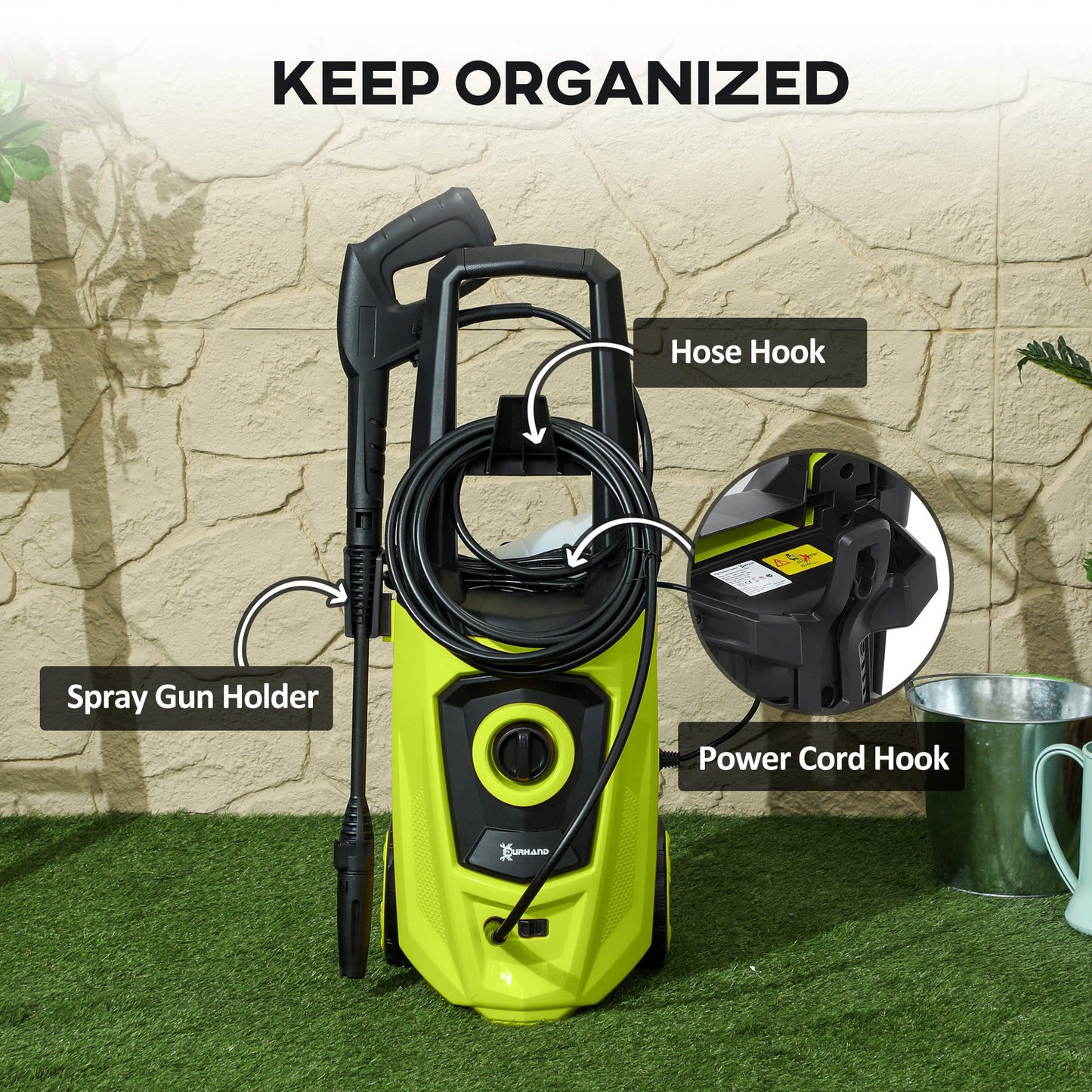 Portable Power Washer 1800W, 150 Bar, 510 L/h for Garden, Car, Green