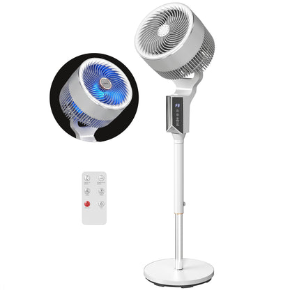 20 dB Silent Standing Fan for Bedroom, 46" Pedestal Fan with 65° Oscillating, 85° Vertical Tilt, 8 Speeds, Remote Control, 12H Timer, Adjustable Height, White