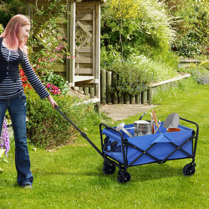62L Festival Trolley, 120kg Heavy Duty Folding Trolley Cart, Blue