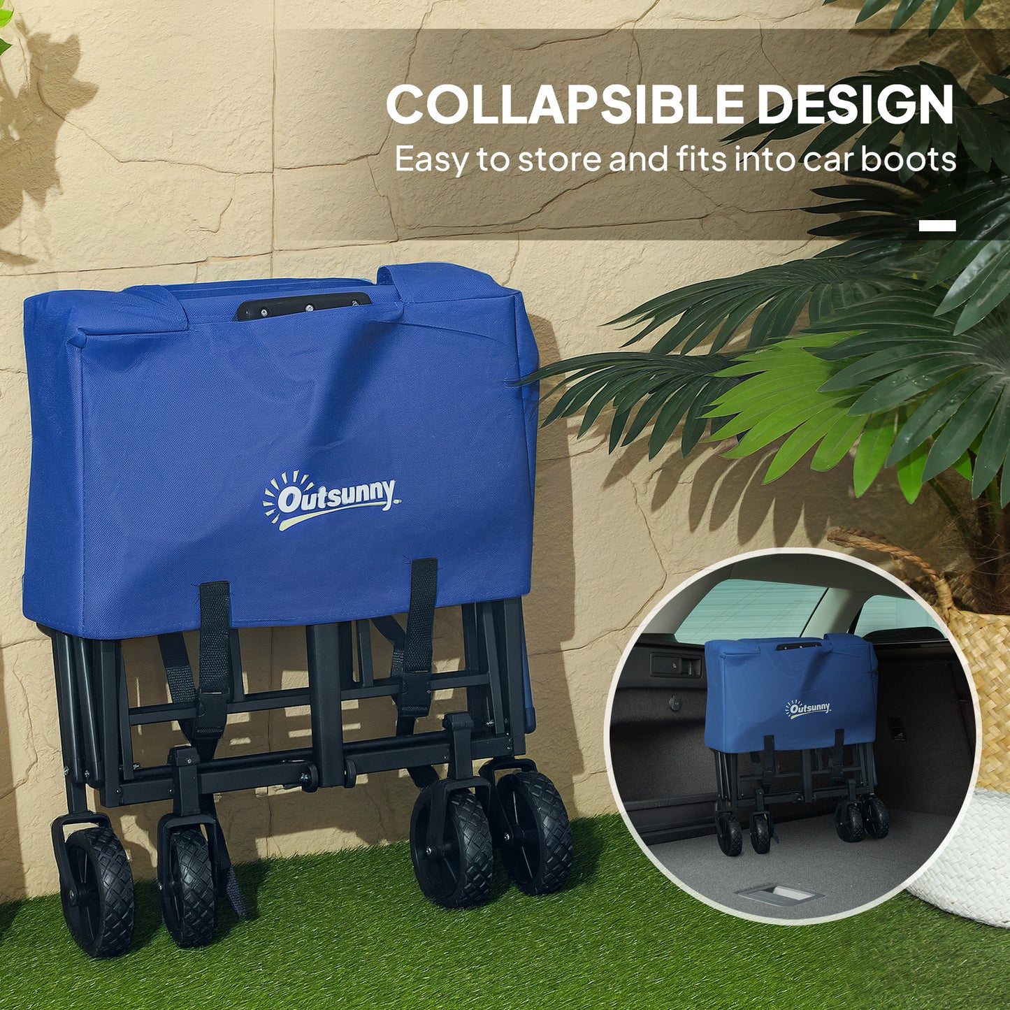 62L Festival Trolley, 120kg Heavy Duty Folding Trolley Cart, Blue