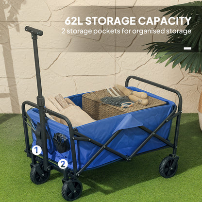 62L Festival Trolley, 120kg Heavy Duty Folding Trolley Cart, Blue