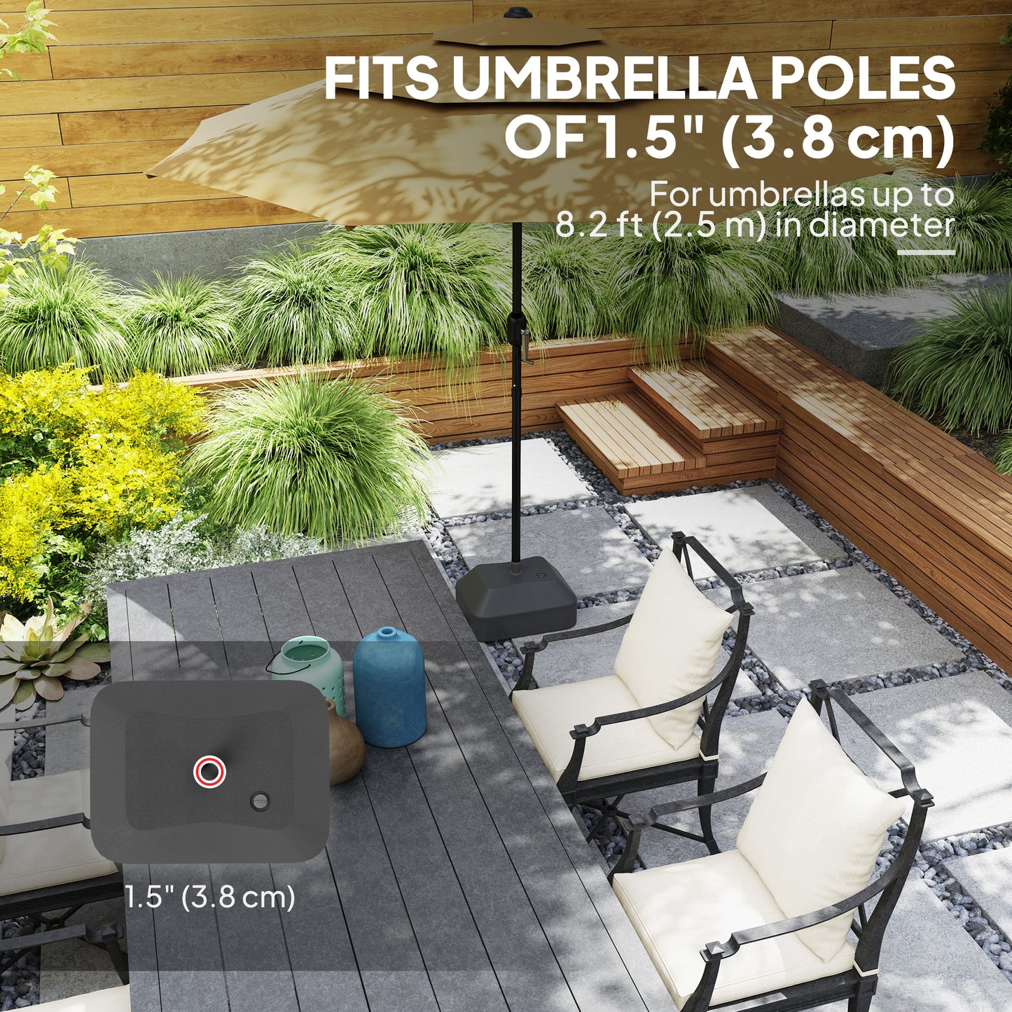 Fillable Parasol Base, Sun Umbrella Base for Deck Poolside, Black