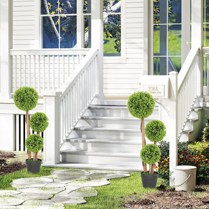 Set of 2 Artificial Topiary Balls Indoor Outdoor Faux Boxwood Balls