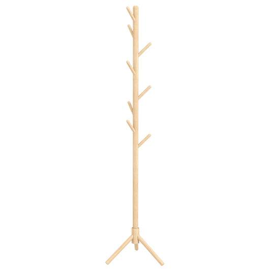 Coat Rack Bamboo Coat Stand with 8 Hooks for Handbags, Natural