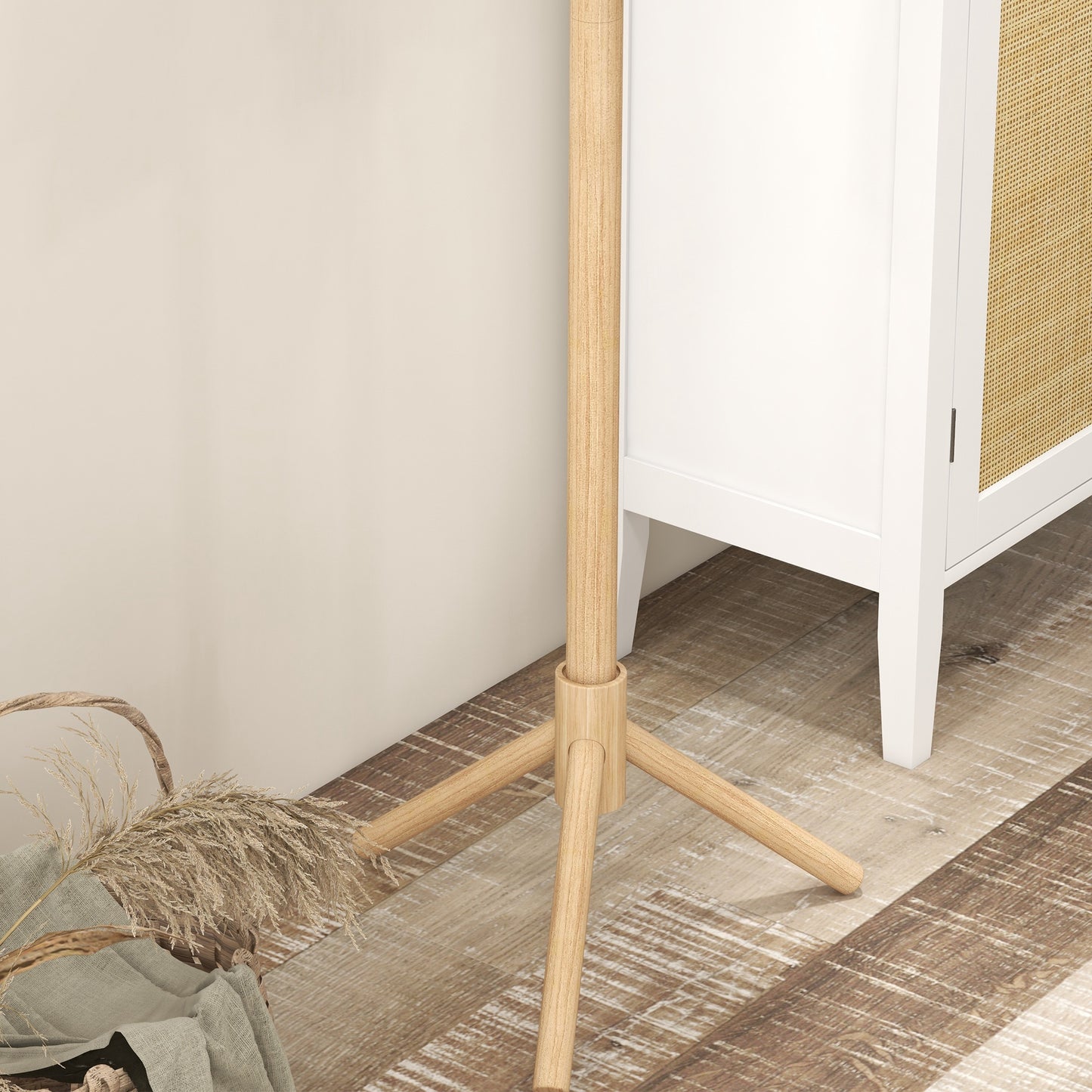 Coat Rack Bamboo Coat Stand with 8 Hooks for Handbags, Natural