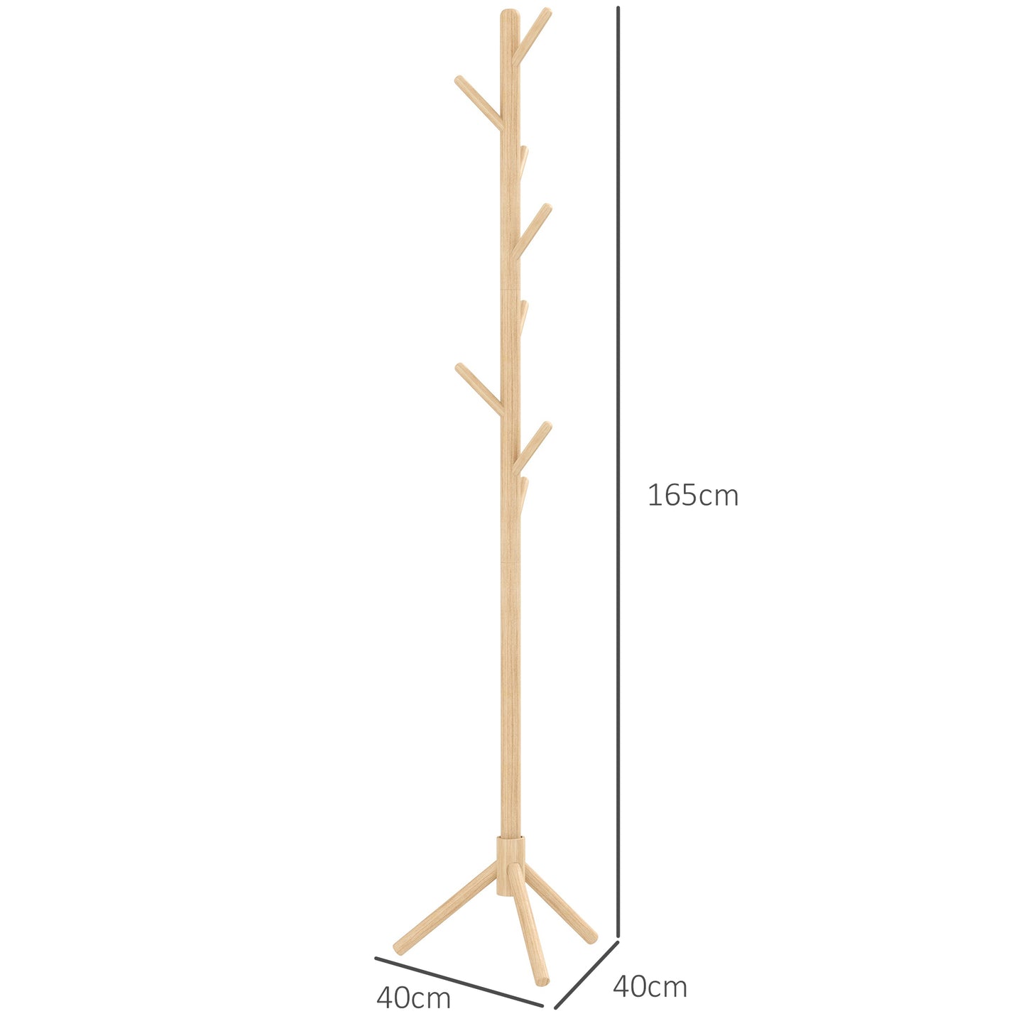 Coat Rack Bamboo Coat Stand with 8 Hooks for Handbags, Natural