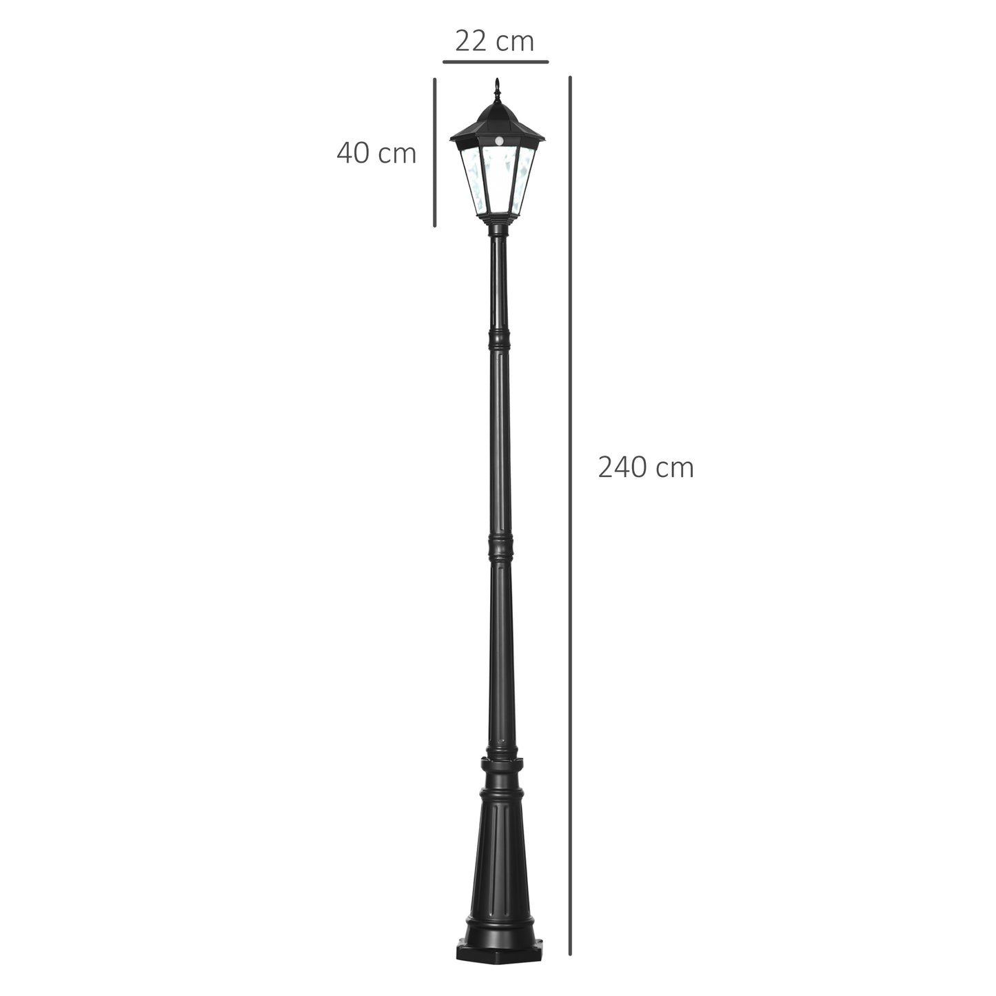 2.4m Garden Lamp Post Light LED Solar Powered Patio Path Lighting Lamp