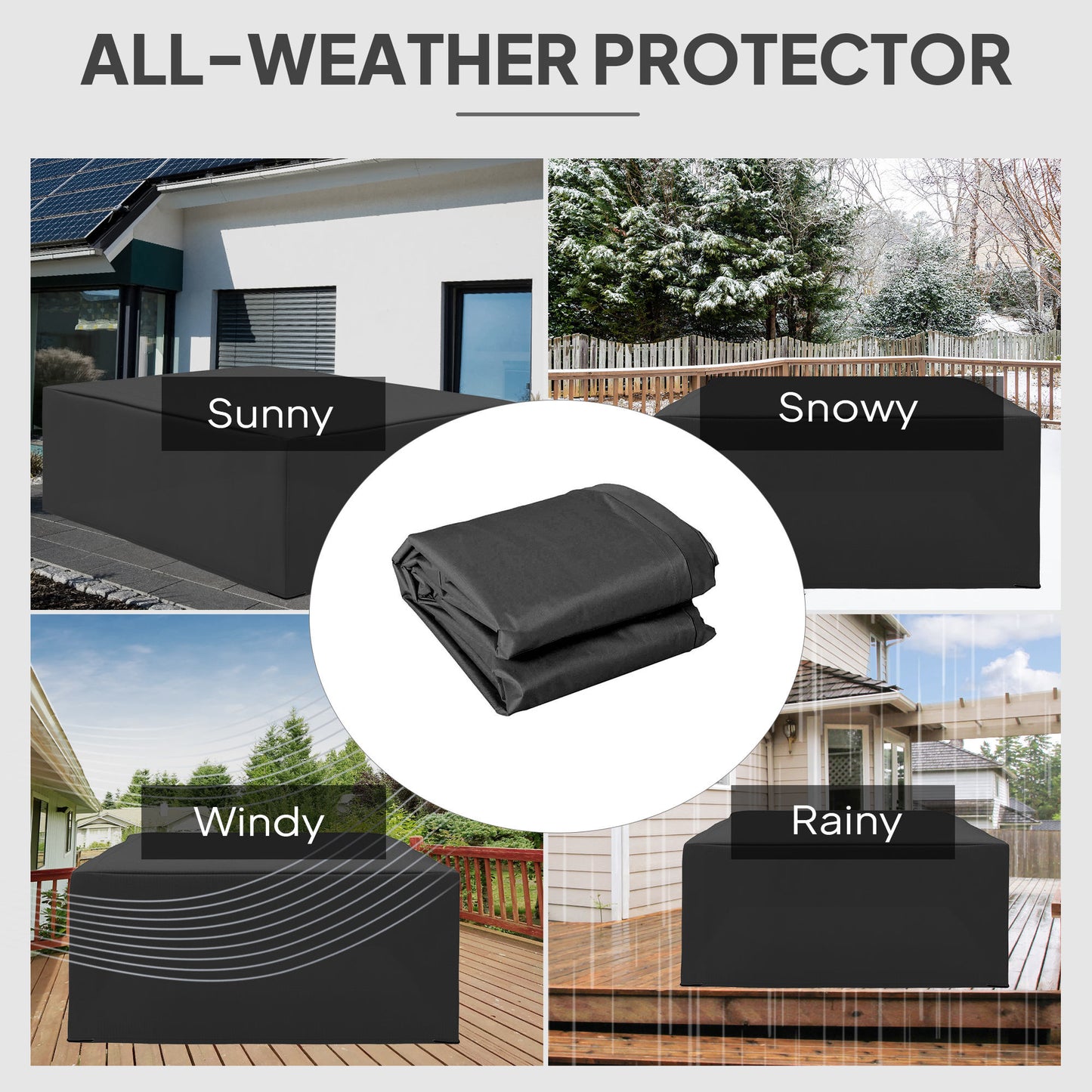 275x205cm Outdoor Furniture Protective Cover Black