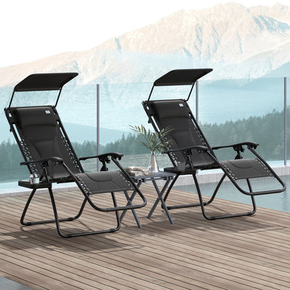 2 Pcs Zero Gravity Lounger Chair, Folding Reclining Chair, Black