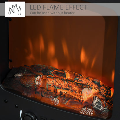 Freestanding Electric Fireplace Stove Heater W/ LED Flame Effect Black