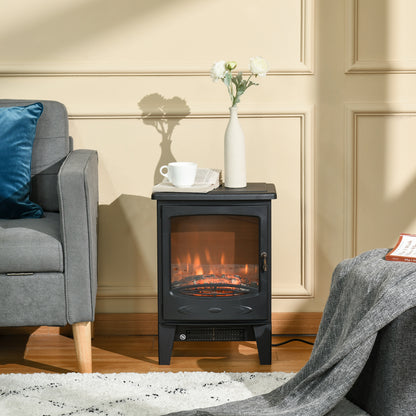 Freestanding Electric Fireplace Stove Heater W/ LED Flame Effect Black