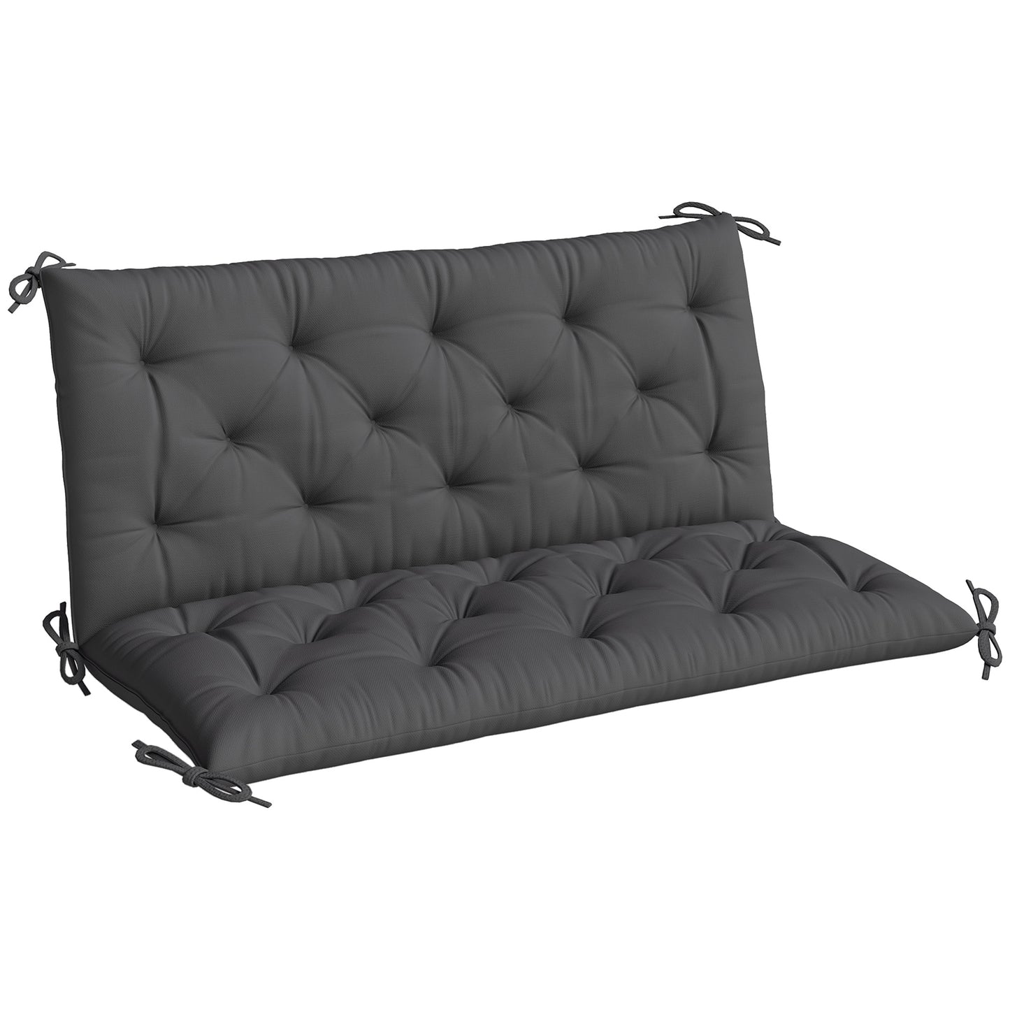 Garden Bench Cushion, Seat Pad with Ties, Black