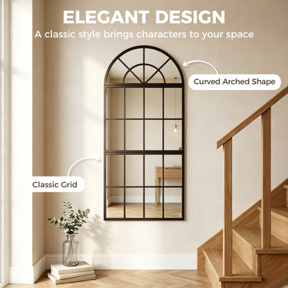 Large Arched Wall Mirror with 3-Piece and Tempered Glass