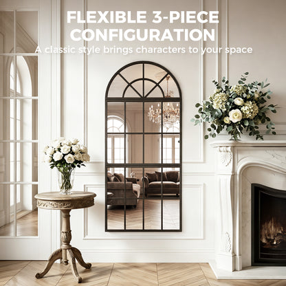 Large Arched Wall Mirror with 3-Piece and Tempered Glass