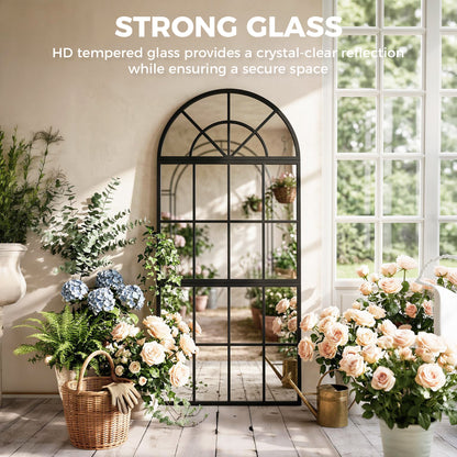 Large Arched Wall Mirror with 3-Piece and Tempered Glass