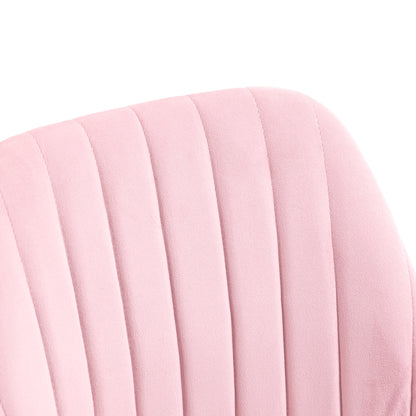 Velvet Office Chair with Adjustable Height and Wheels, Pink