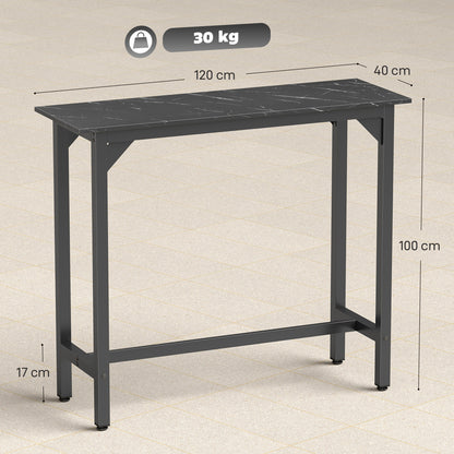 Bar Table Coffee Table with Adjustable Footpads Black Marble Effect