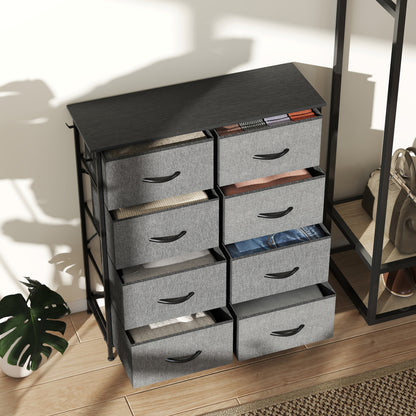 Fabric Chest of Drawers, 8 Drawer Dresser for Bedroom, Charcoal Grey