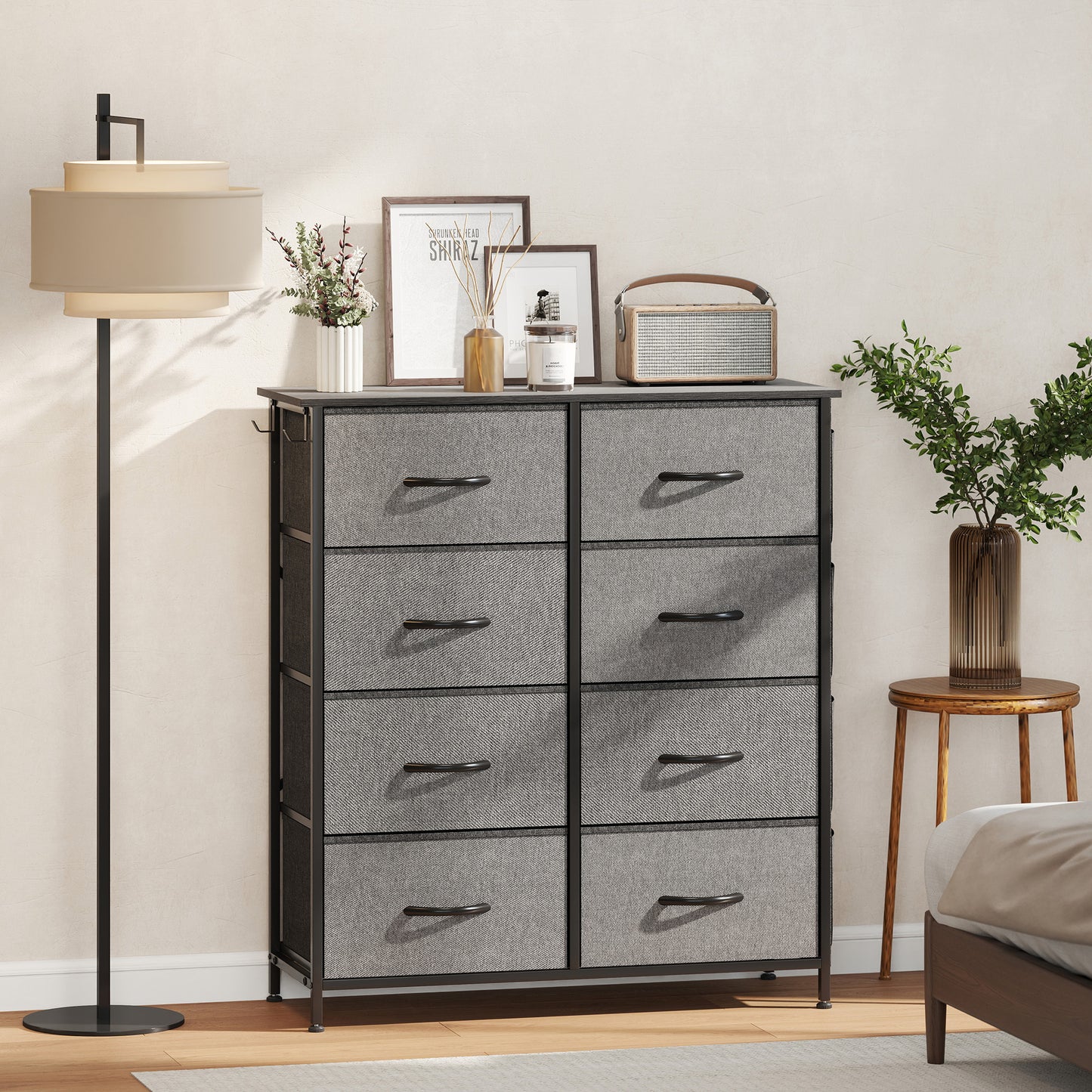 Fabric Chest of Drawers, 8 Drawer Dresser for Bedroom, Charcoal Grey