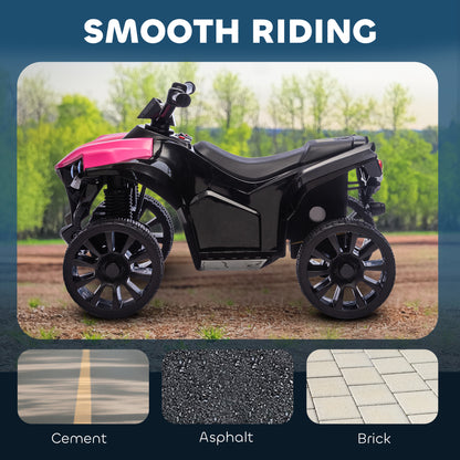 6V Electric Ride on Car, Kids ATV 4 Wheeler with Music and LED Headlights, Indoor Outdoor Toy Car for Ages 3-8 Years Boys and Girls, Pink