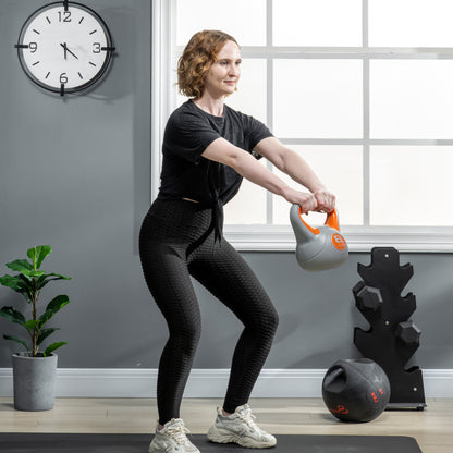 8kg Kettle Bell with Handle for Home Gym, Orange and Grey