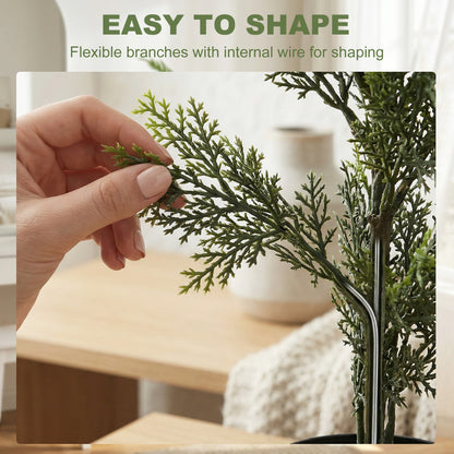 Set of 2 Decorative Artificial Plants Cypress in Weighted Pot, 120 cm Tall Fake Plant with 1092 Leaves for Home Indoor Outdoor Decor