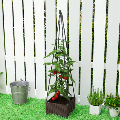 Raised Garden Bed Planter Box with Trellis and Self Watering