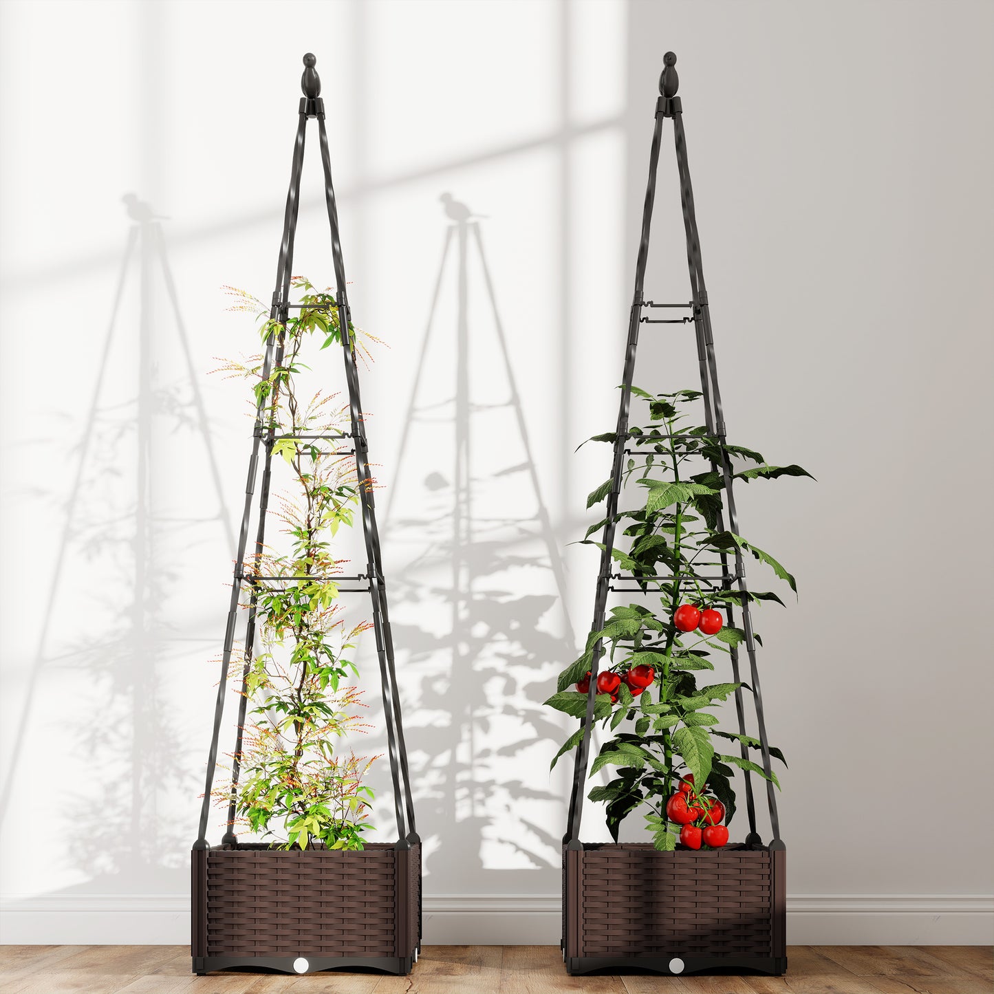 Raised Garden Bed Planter Box with Trellis and Self Watering